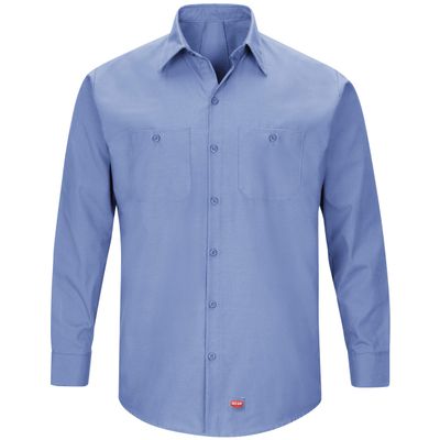 Red Kap mens Men's Long Sleeve Work With Mimix Button Down Shirt, Light Blue, Large Tall US
