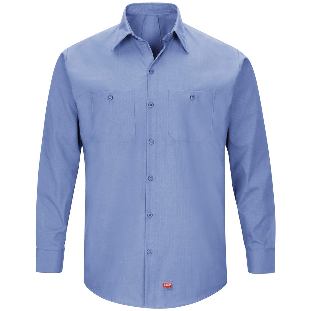 Red Kap mens Men's Long Sleeve Work With Mimix Button Down Shirt, Light Blue, Large Tall US
