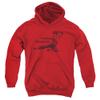 Bruce Lee Line Kick Unisex Youth Pull-Over Hoodie for Boys and Girls, Large Red view 1