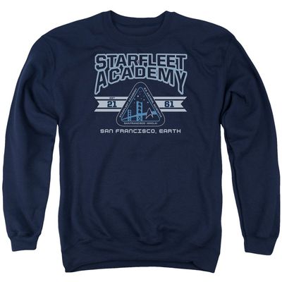 Star Trek Starfleet Academy Earth Unisex Adult Crewneck Sweatshirt for Men and Women, Large Navy