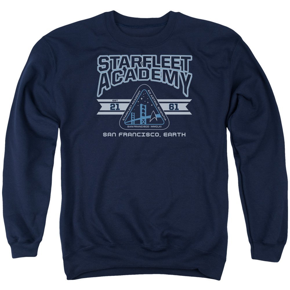 Star Trek Starfleet Academy Earth Unisex Adult Crewneck Sweatshirt for Men and Women, Large Navy