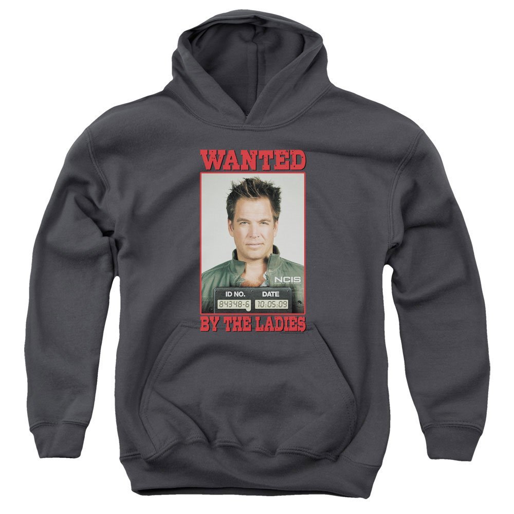 NCIS Wanted Unisex Youth Pull-Over Hoodie for Boys and Girls, Medium Charcoal