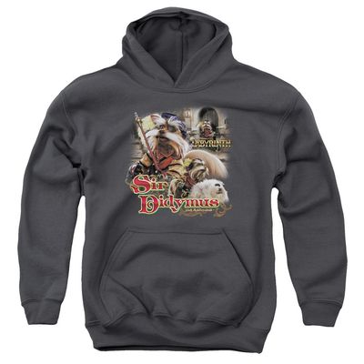 Trevco Labyrinth Sir Didymus Unisex Youth Pull-Over Hoodie for Boys and Girls, Small Charcoal