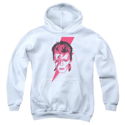 David Bowie Aladdin Sane Unisex Youth Pull-Over Hoodie for Boys and Girls, Large White
