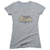 Batman Classic Tv Show Logo Juniors' Sheer Fitted V-Neck T Shirt, 2X-Large Athletic Heather view 1
