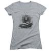 Chevrolet Monte Carlo Drawing Juniors' Sheer Fitted V-Neck T Shirt, 2X-Large Athletic Heather view 1