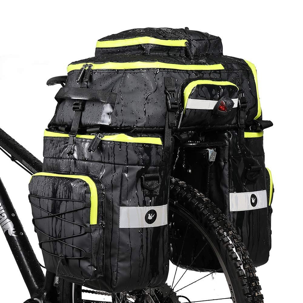 Rhinowalk Bike Bag Bike Pannier Bag Set, for Bicycle Cargo Rack Saddle Bag Shoulder Bag Laptop Pannier Rack Bicycle Bag Professional Cycling Accessories 3 in 1-Green