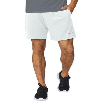 baleaf Men's Woven 5 Inches Running Workout Shorts Zipper Pocket White Size XL