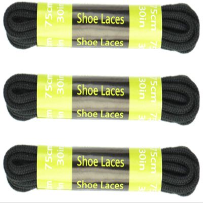 30 inch Thin Round Shoelaces  3 Pack - Black