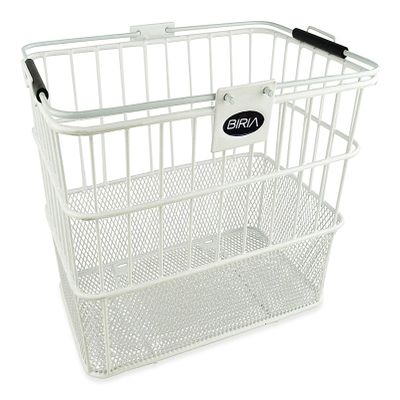 Bicycle Basket Lift-Off Detachable, Wire Mesh, with Swing up Handle with Bracket. Weather-Proof Steel. Color : White