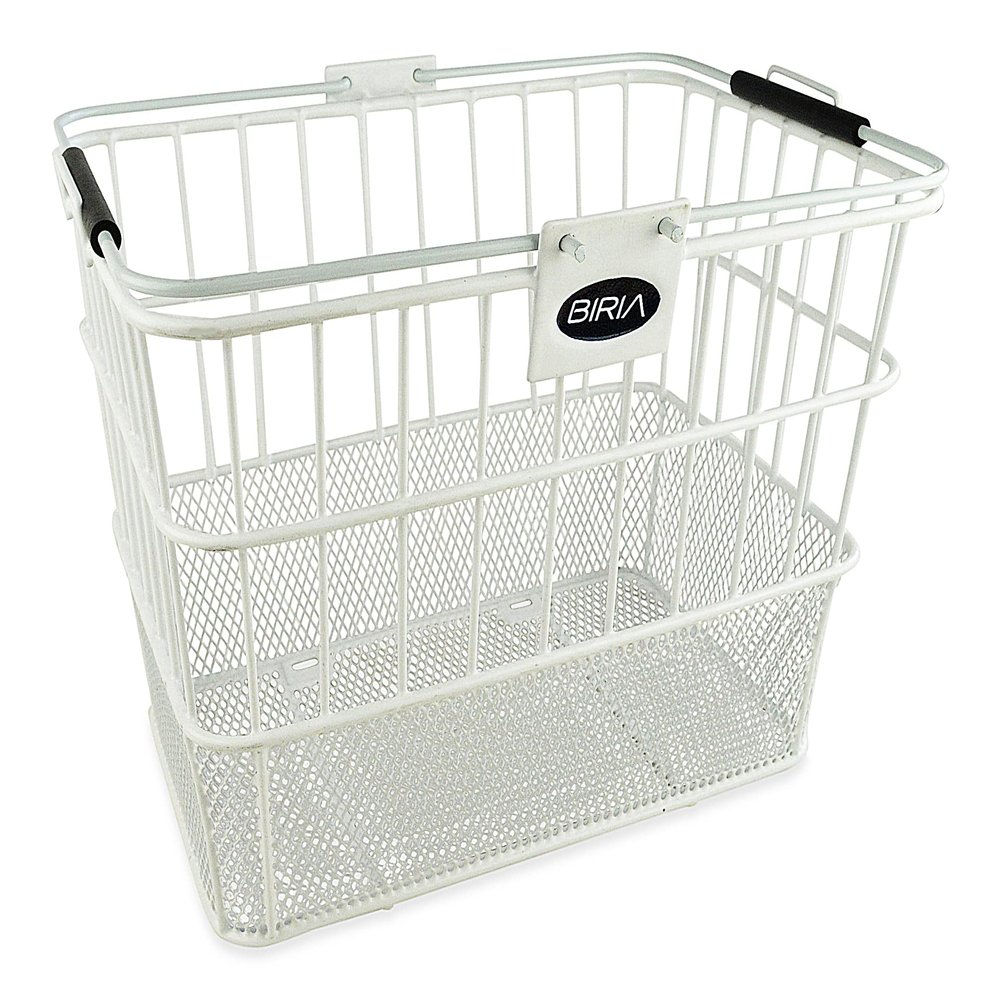 Bicycle Basket Lift-Off Detachable, Wire Mesh, with Swing up Handle with Bracket. Weather-Proof Steel. Color : White