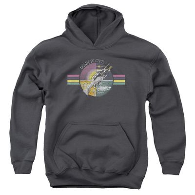 Pink Floyd Welcome to The Machine Unisex Youth Pull-Over Hoodie for Boys and Girls, Large Charcoal