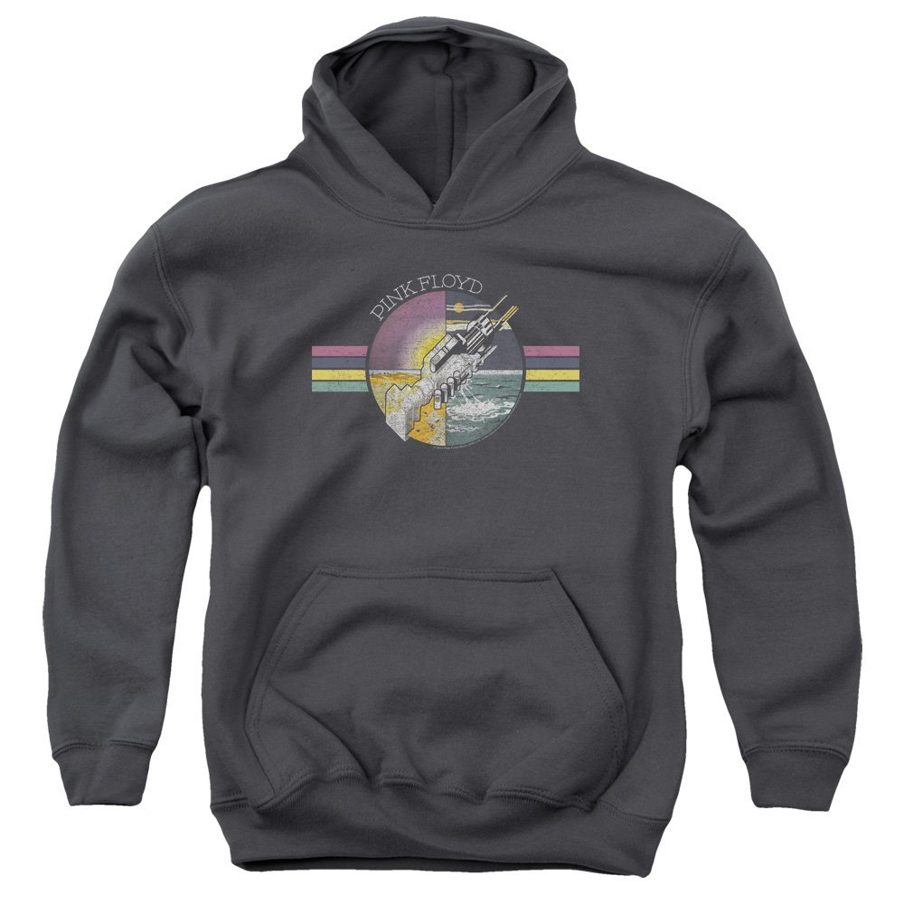 Pink Floyd Welcome to The Machine Unisex Youth Pull-Over Hoodie for Boys and Girls, Large Charcoal