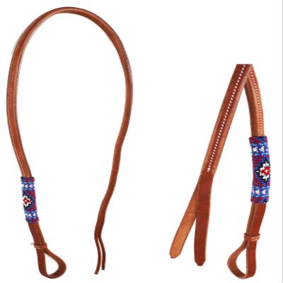 Horse Leather Western Saddle Tack Over and Under Beaded Whip 700RT06