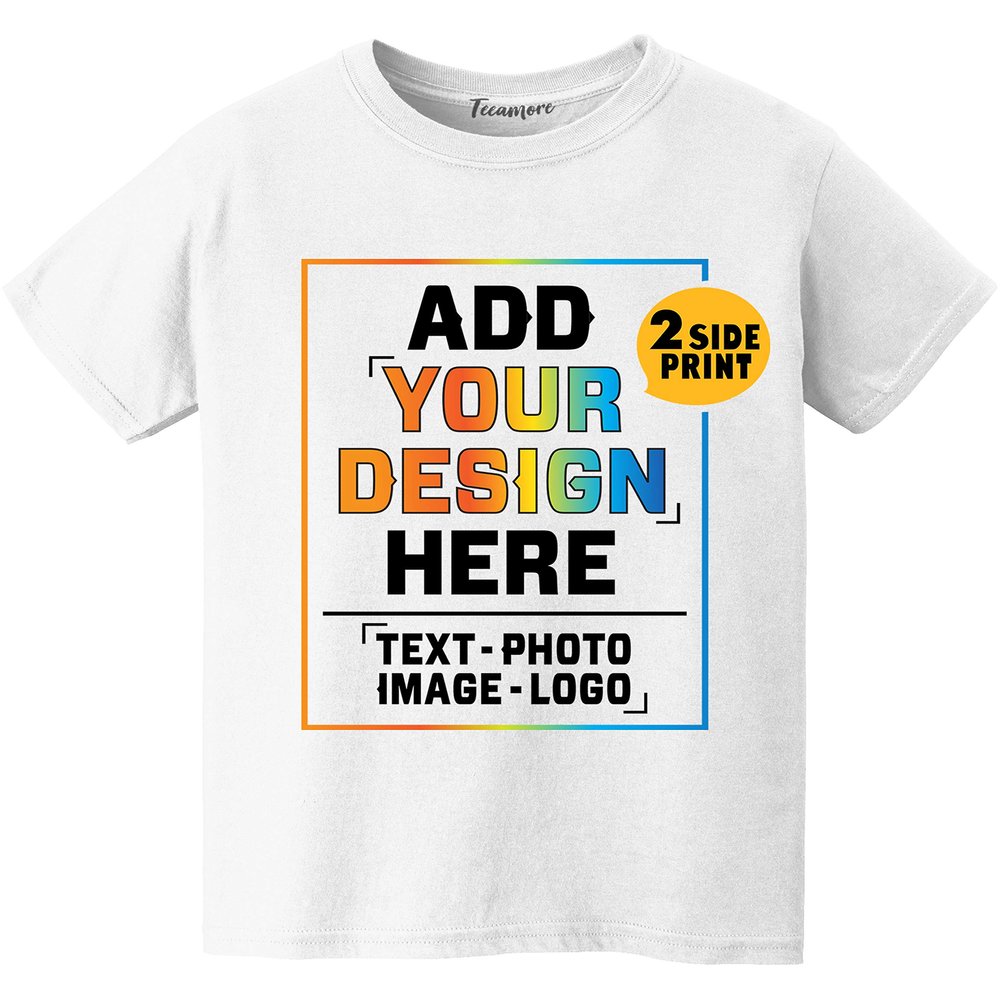 Custom Youth T Shirt Design Your Own Personalized Add Your Image Front Back Side White
