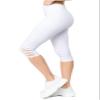 YELETE Women's Active Lattice Capri Cutout Workout Leggings Bright White Color Size S view 1