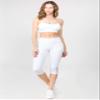 YELETE Women's Active Lattice Capri Cutout Workout Leggings Bright White Color Size S view 3
