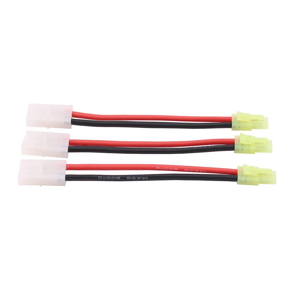 3pcs Compatible with Mini Tamiya Male(Reversed) to Plug for Big Tamiya Female Adapter Plug with 14 Gauge 10cm Wire for Airsoft Gun(B102-3)