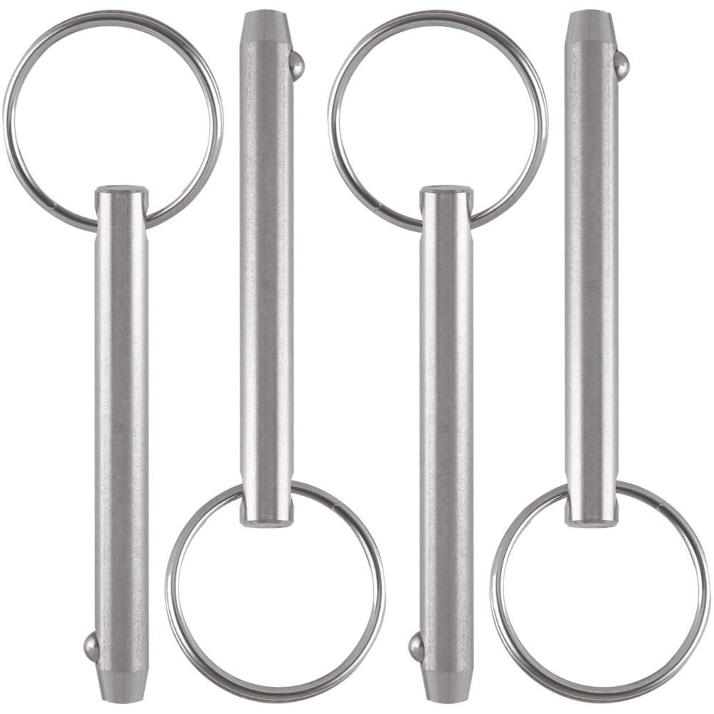 4 Pack Quick Release Pins, Diameter 5/16"(8mm), Usable Length: 2-1/4"(57mm), Full 316 Stainless Steel, Bimini Top Pin, Marine Hardware, All Parts are Made of 316 Stainless Steel
