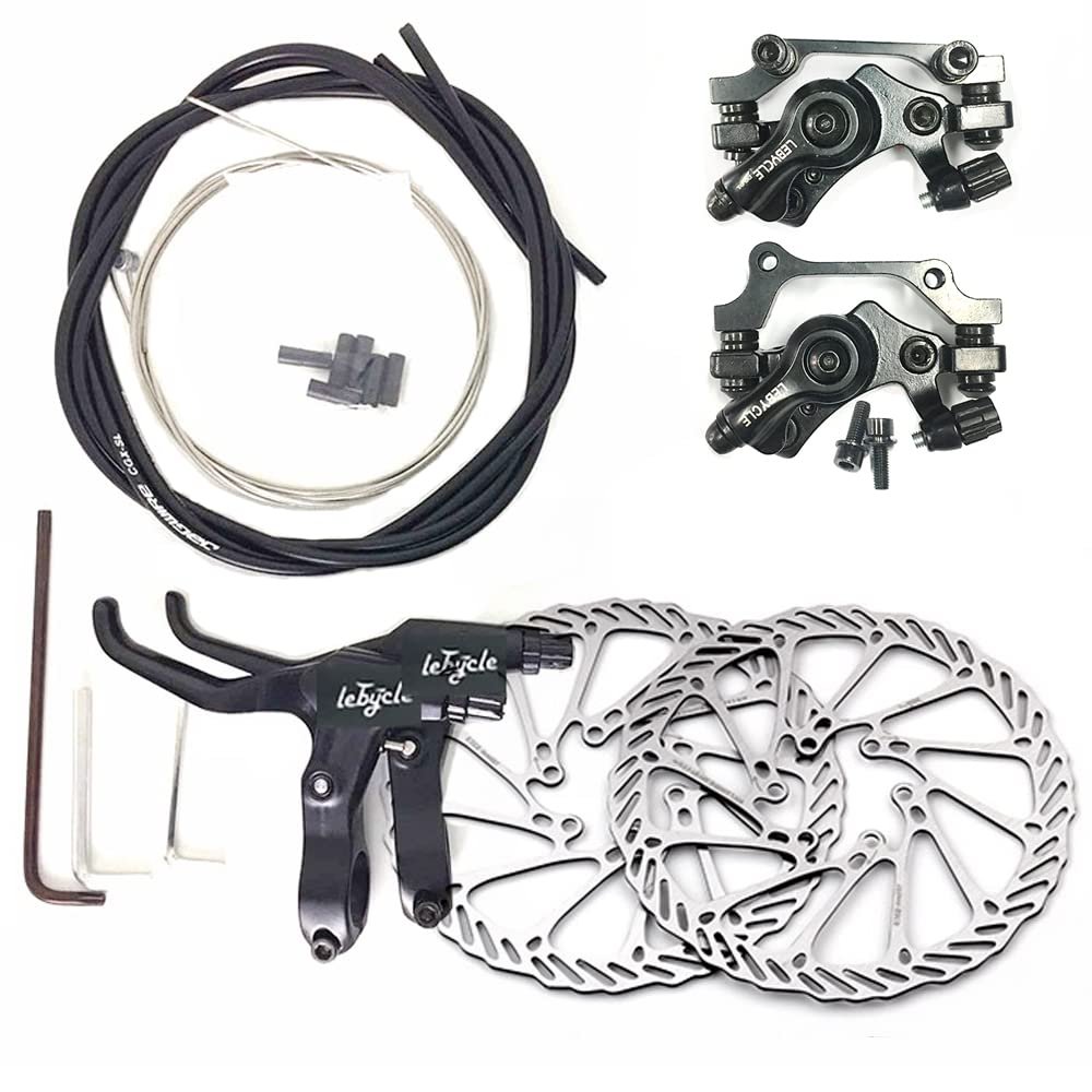 Mountain Bike Disk Brake Set G3/ HS1 Bicycle Disc Brake Kit Front and Rear 160mm Caliper Rotor with Bolts and Cable (G3 A Disc Brake Set)