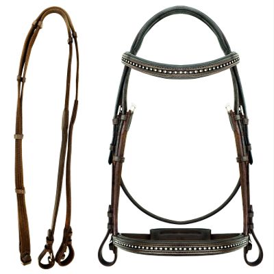 CHALLENGER Cob English Brown All-Purpose Trail Leather Bridle Reins 805EB01BR-C