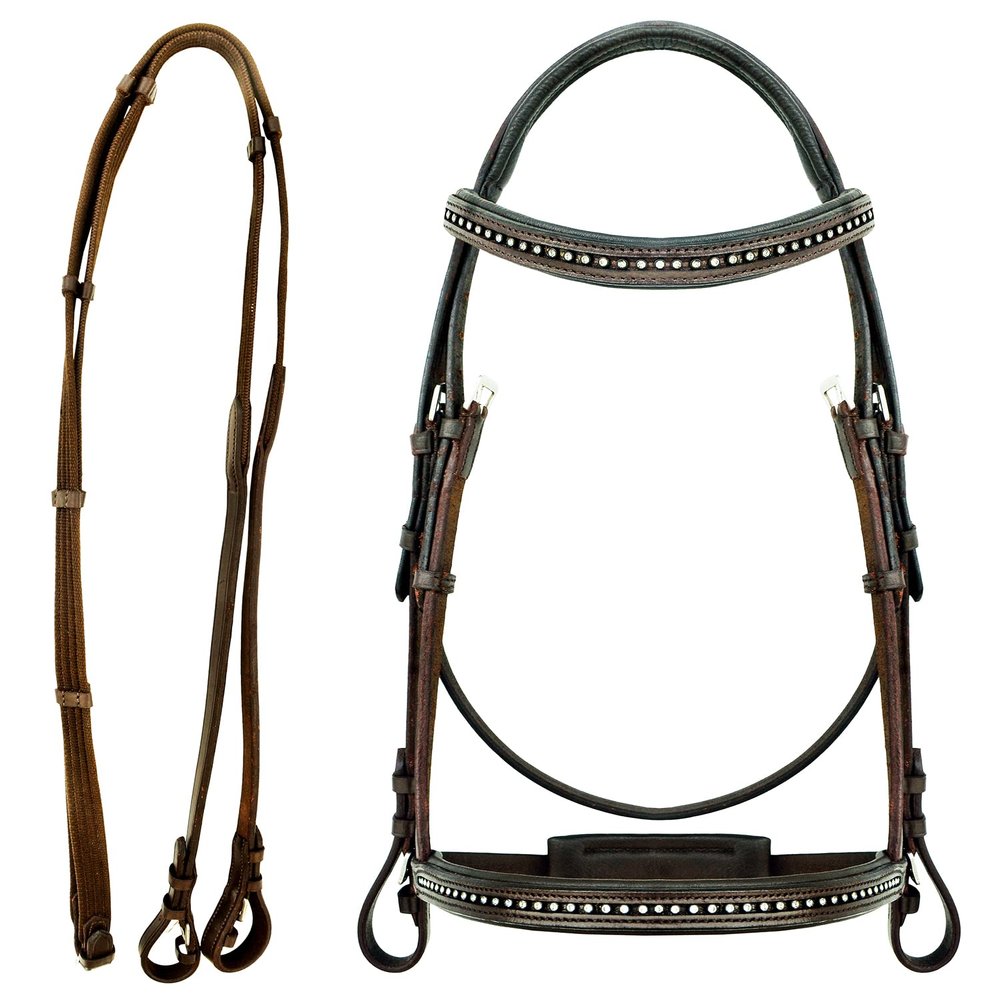 CHALLENGER Cob English Brown All-Purpose Trail Leather Bridle Reins 805EB01BR-C