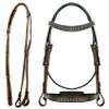 CHALLENGER Cob English Brown All-Purpose Trail Leather Bridle Reins 805EB01BR-C view 1