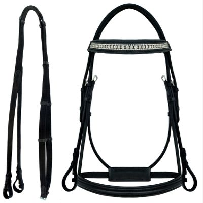 CHALLENGER Cob English Black All-Purpose Trail Pleasure Leather Bridle Reins 805EB04BK-C