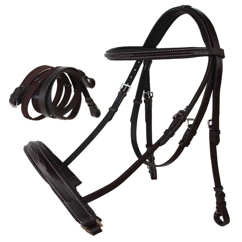 CHALLENGER Cob English Brown All-Purpose Trail Pleasure Leather Bridle Reins 805EB02BR-C