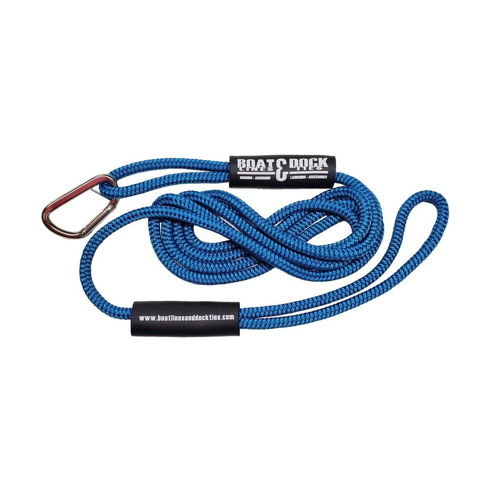 Boat Throw Rope- Double Braided Nylon Rope, Stitched Loops and Floats by Boat Lines and Dock Ties (Blue Hook and Loop, 25 feet)
