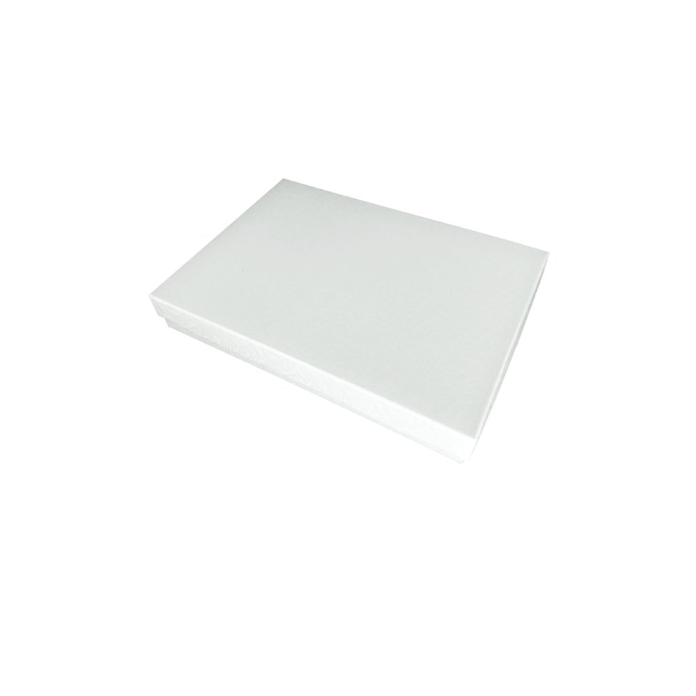 888 Display - Case of 10 Boxes of 5 7/16" x 3 1/2" x 1"H White Swirl Eggshell Finish Cotton Filled Jewelry Boxes