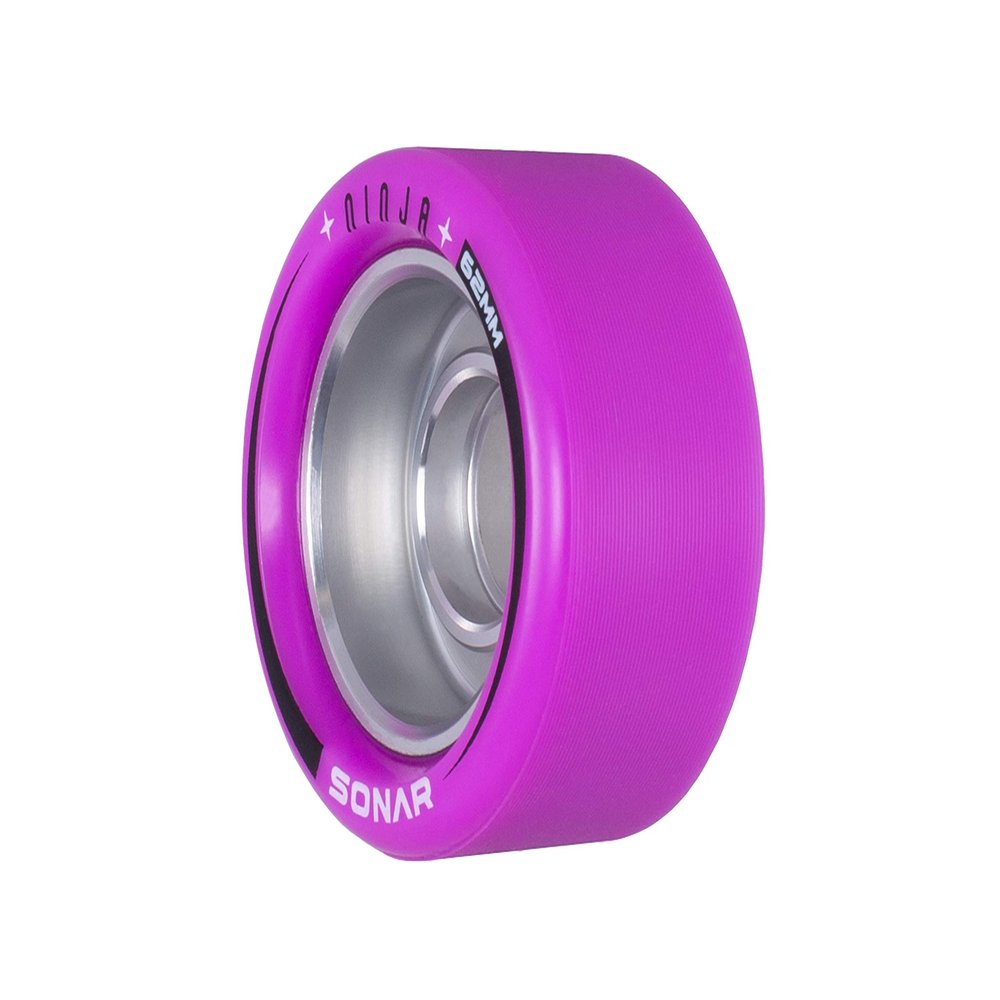 Riedell Ninja Speed Wheels - Sonar Roller Skate Wheels - 4 Pack of 62mm x 43mm | Purple | 92A