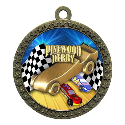 2-1/2 Inch Die-Cast Metal Award Medallion with Antique Gold Finish and Attached 2 Inch Full Color Laminated Sport Insert.