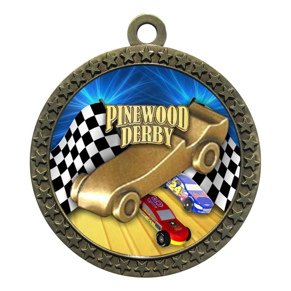 2-1/2 Inch Die-Cast Metal Award Medallion with Antique Gold Finish and Attached 2 Inch Full Color Laminated Sport Insert.