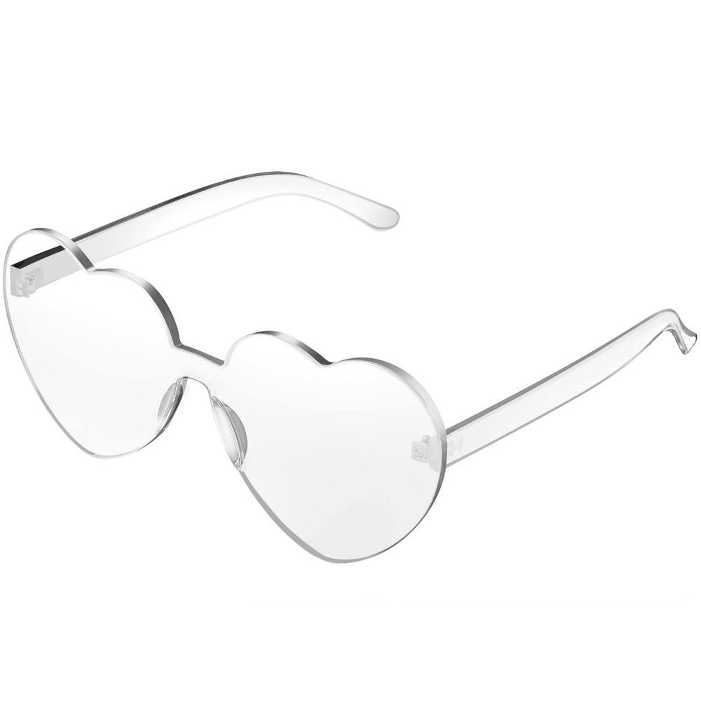 Maxdot Heart Shape Sunglasses Rimless Transparent Heart Glasses Party Favors (Clear)