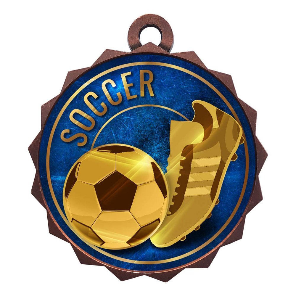 2-1/4 Inch Die-Cast Metal Award Medallion with Antique Bronze Finish and Attached 2 Inch Full Color Laminated Sport Insert.