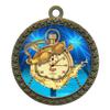 2-1/2 Inch Die-Cast Metal Award Medallion with Antique Gold Finish and Attached 2 Inch Full Color Laminated Sport Insert. view 1