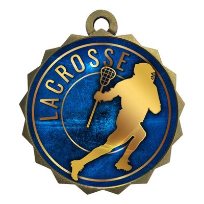 2-1/4 Inch Die-Cast Metal Award Medallion with Antique Gold Finish and Attached 2 Inch Full Color Laminated Sport Insert.