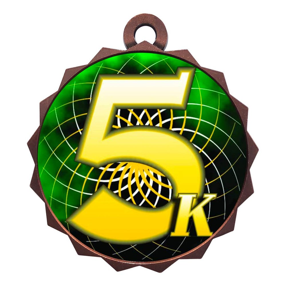 2-1/4 Inch Die-Cast Metal Award Medallion with Antique Bronze Finish and Attached 2 Inch Full Color Laminated Sport Insert.