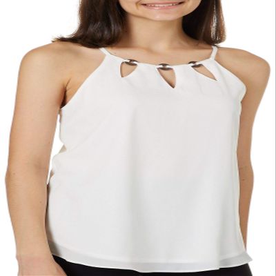 A. Byer Junior's Halter Cut Out Tank, Off White, X-Large