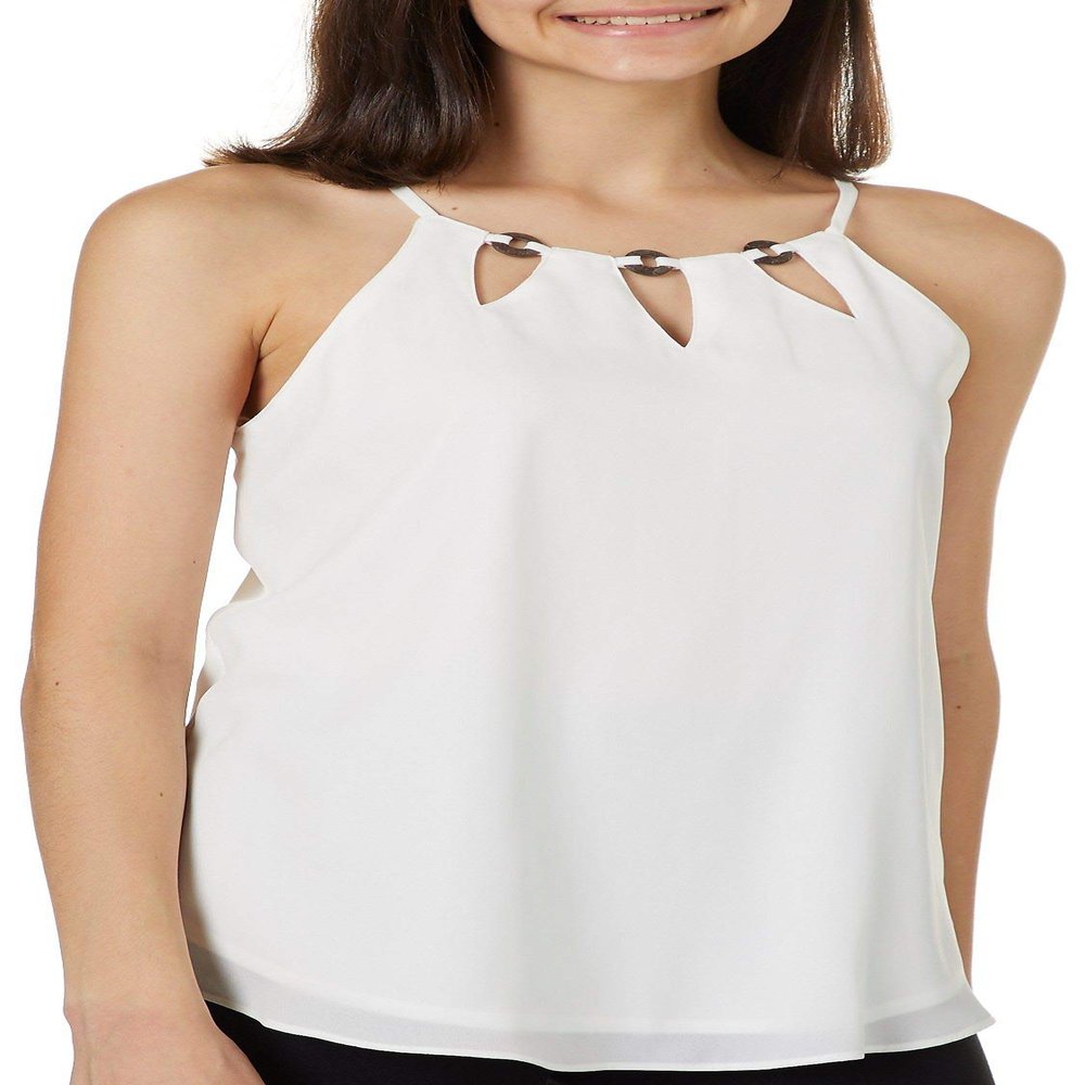 A. Byer Junior's Halter Cut Out Tank, Off White, X-Large