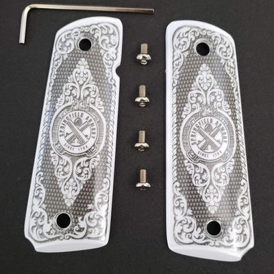 1911 Grips Full Size Ivory Colt Checkered W Ambi Cut