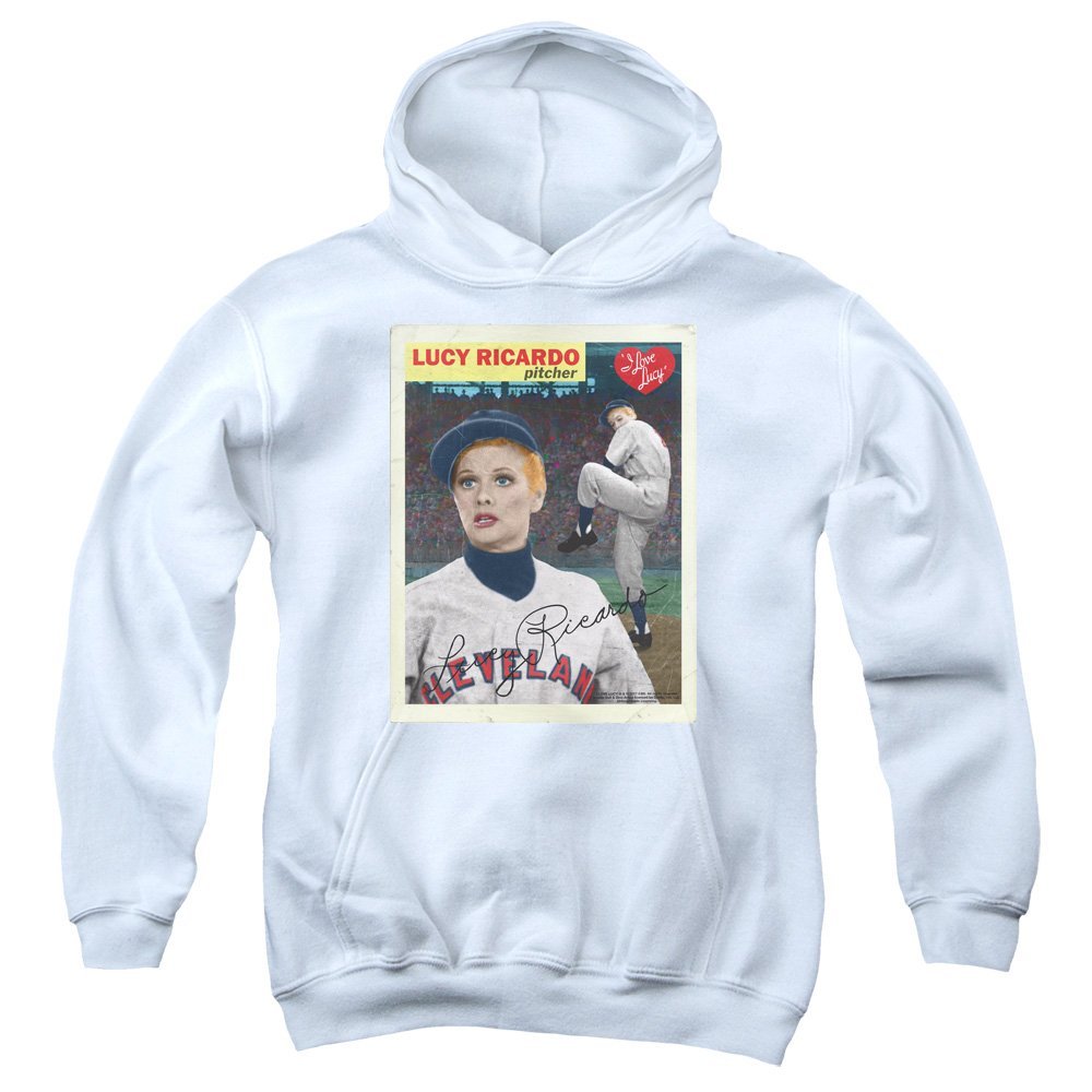 I Love Lucy Trading Card Unisex Youth Pull-Over Hoodie for Boys and Girls, X-Large White