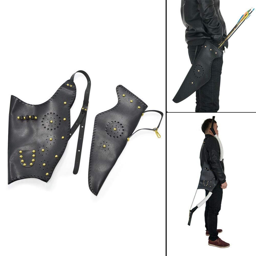 Traditional Archery Leather Recurve Bow Bag Arrow Quiver Holder Waist Hip Back