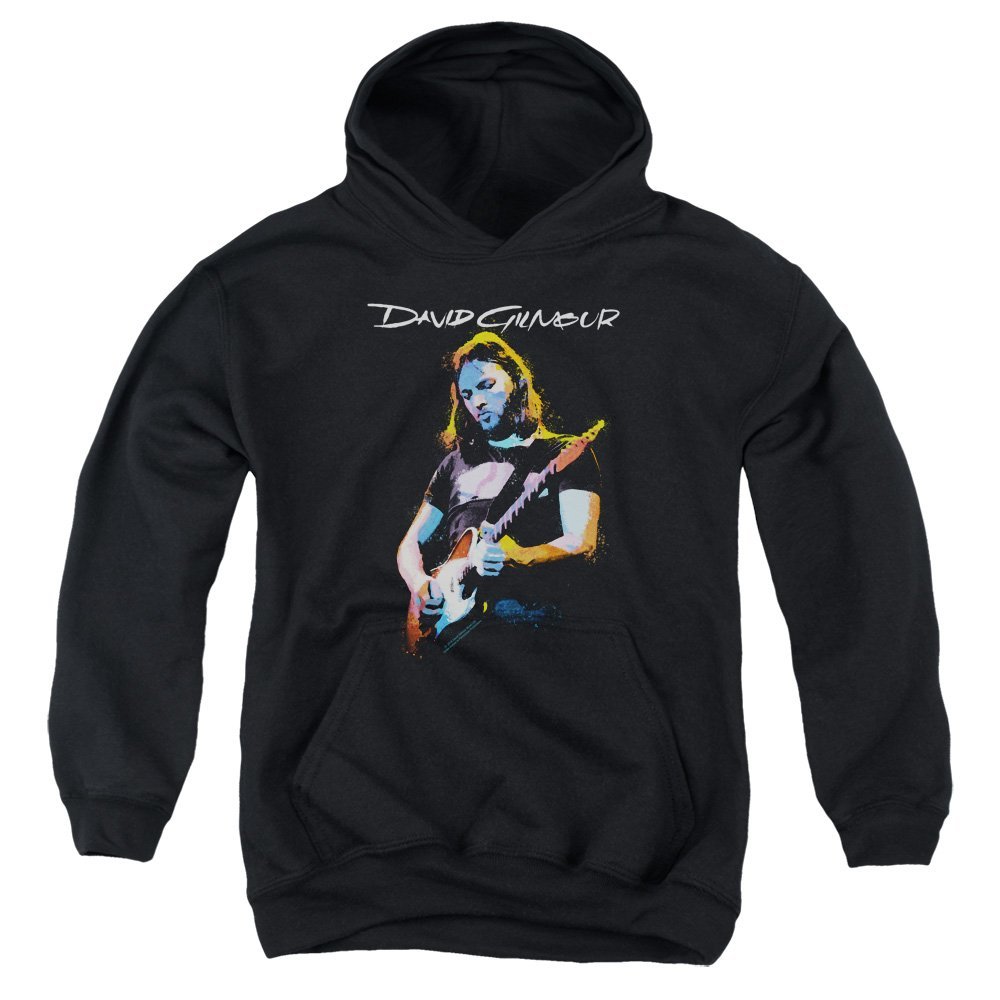 Trevco David Gilmour Guitar Gilmour Unisex Youth Pull-Over Hoodie for Boys and Girls, Small Black