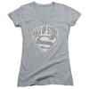 Trevco Superman Man of Steel Shield Juniors' Sheer Fitted V-Neck T Shirt, 2X-Large view 1
