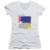 Trevco Genesis Abacab Juniors' Sheer Fitted V-Neck T Shirt, Small White view 1