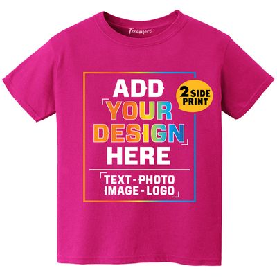 Custom Youth T Shirt Design Your Own Personalized Add Your Image Front Back Side Fuschia