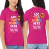 Custom Youth T Shirt Design Your Own Personalized Add Your Image Front Back Side Fuschia view 4