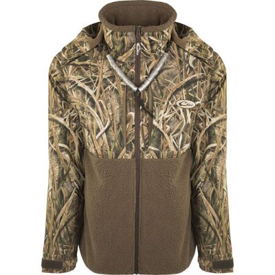 Drake MST Guardian Flex Sherpa Fleece Eqwader Full Zip with Hood Mossy Oak DU Shadowgrass Blades 2XL